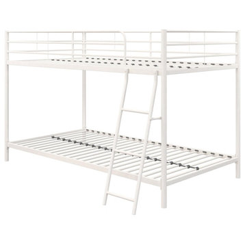 DHP Junior Twin over Twin Low Bunk Bed for Kids in White