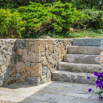 Reclaimed Granite Stone Steps and Fieldstone Wall  in Barnstable, MA