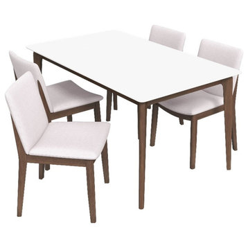 Lexa Mid Century Modern Solid Wood 5 Piece Furniture Set