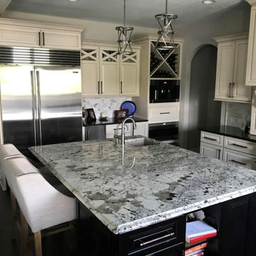 Amish Custom Cabinets- Antique White with Coco Glaze and Maple Espresso