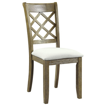 ACME Karsen Side Chair, Set of 2, Beige Linen & Rustic Oak Finish
