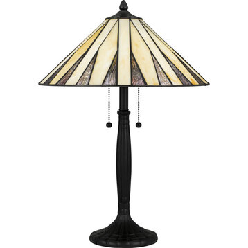 Quoizel TF5617MBK 2-Light Table Lamp, Tiffany