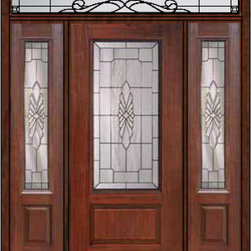 Prehung Sidelites-Transom Door 80 Fiberglass Versailles 3/4 Lite - Front Doors