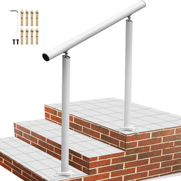 Outdoor Stair Railing Kit Aluminum Handrails, White, 3'