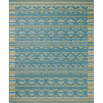 Recycled In / Out Ari Ocean / Gold 2'-6" x 7'-6" Runner Rug