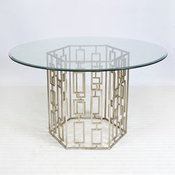 Worlds-away Jackson Silver Leafed Dining Table: 48" Dia - Dining Tables