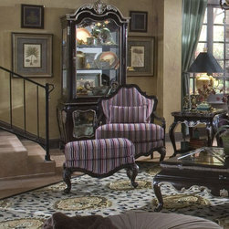 AICO Furniture - Lavelle Bergere Wood Chair and Ottoman Set - 54875-MULTI-59/548 - Fabric