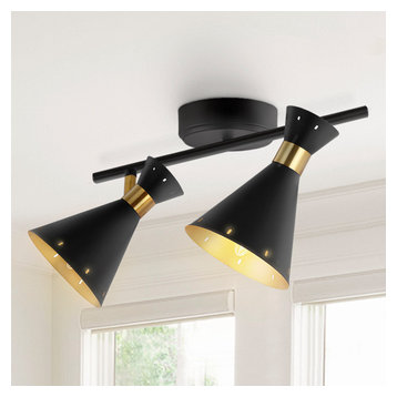 Elroy Iron Retro Contemporary LED Track Light, 18.25" 2-Light