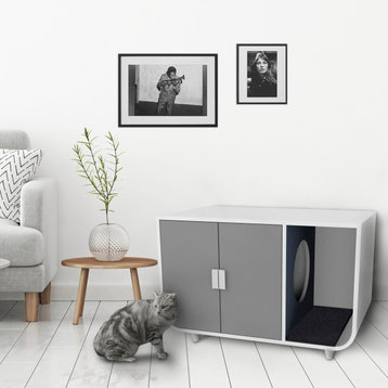 Large Wooden Cat Litter Box, Side Table