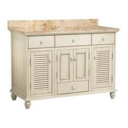 Cottage Vanity, Antique White and Vanity Top with Stone Effects, Tuscan Sun - Bathroom Vanities And Sink Consoles