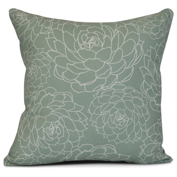 26x26", Olena, Floral Print Pillow, Green