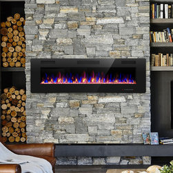 60" Recessed Electric Fireplace Insert & Wall Mounted Electric Fireplace Heater - Indoor Fireplaces