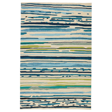 Jaipur Living Sketchy Lines Indoor/Outdoor Abstract Blue/Green Area Rug, 3'6"x5'