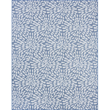 Edith Transitional Floral Indoor Rug, Blue/Cream, 5'3"x7'3"