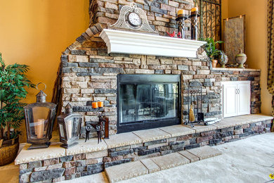 Mountain style home design photo in Denver