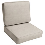 Mozaic Company - Sunbrella Cast Silver Outdoor Corded Cushion Set, 22x22 - Maximize seating in a patio or poolside area. This neutral-colored outdoor bench cushion provides comfortable seating on an outdoor bench or an interior window seat. Soft, durable outdoor fabric provides beautiful cover over pure recycled foam, resisting weather and sun damage. Remove its cover through a zippered enclosure for easy spot cleaning, and secure to a bench seat with attached ties. The neutral shade of this outdoor bench cushion provides a perfect bridge between decadent prints and coordinating solids to stylize an inside or outside living space.