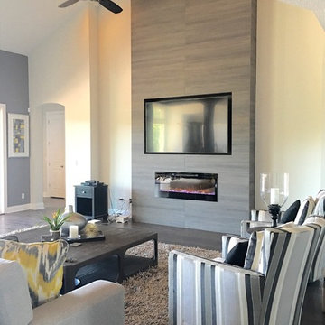 Contemporary Living Room Fireplace in Orlando, Florida