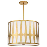 Crystorama - Royston 5 Light Antique Gold Pendant - The strikingly stylish Royston collection boasts an artsy metal pattern overlay creating its intriguing profile.