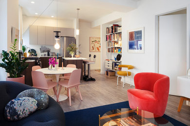 Example of a mid-sized minimalist living room design in New York