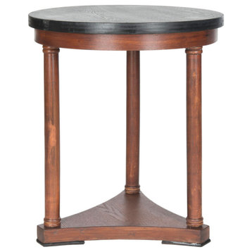 Carli Round Top Wood End Table, Brown