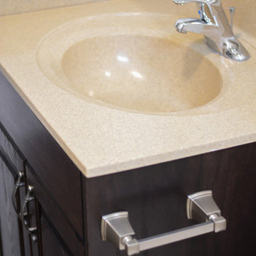 Red oak bathroom with espresso stain
