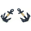 Set of 2 Blue Decorative Cast Iron Anchor Bookends Nautical Bookshelf Decor