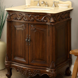 Adelina 27 inch Antique Bathroom Vanity Wood Finish - Bathroom Vanities And Sink Consoles