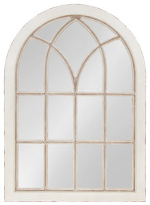 Nikoletta Large Windowpane Arch Mirror, White 31x44