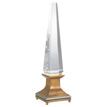 Luxe Crystal Obelisk Table Lamp  Minimalist Gold Tower LED Light Architectural