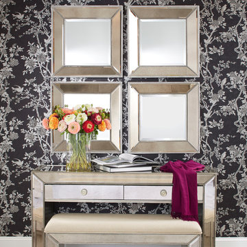 Bassett Mirror Beaded Wall Mirror in Silverleaf