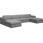 Meridian Furniture - Beckham Linen Textured Fabric 6-Piece Modular U-Shaped Sectional, Grey - Liven up your living space with this Beckham grey durable linen polyester fabric sectional. Its grey color complements any contemporary home decor, while its durable linen and polyester fabric upholstery provides you with a soft and comfortable place to sit. This sectional is modular, so you can create infinite configurations, which are easily attached using the attachment latch underneath. Its linen, wood, and foam construction guarantees stability for years to come.