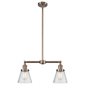 Innovations 2-LT LED Small Cone 22" Chandelier - Antique Copper