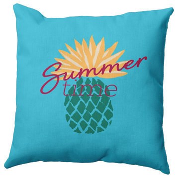 Summer Time Pineapple Polyester Indoor Pillow, Turquoise, 26"x26"