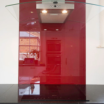 Red glass splashback