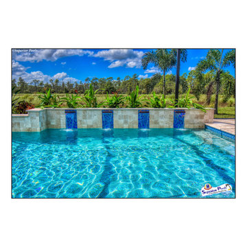 (Hnat) Collier County, Florida. Superior Pools Custom Luxury Swimming Pool Build
