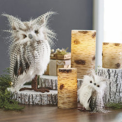 Set Of Two Large Longeared Owls - Holiday Decorations