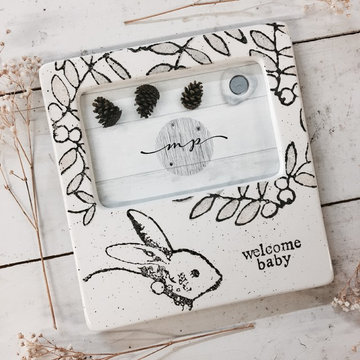 Welcome Baby Bunny Ceramic Tabletop Photo Frame