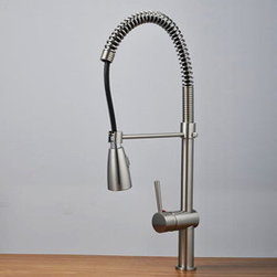 Nickel Brushed Single Handle Centerset Pull-out Kitchen Tap T1713S - Kitchen Faucets