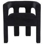 Meridian Furniture - Athena Velvet Upholstered Dining Chair, Black - Flaunt your modish tastes with this Athena black velvet dining chair. Sophisticated by design, this dining room seating offers a sturdy frame made from high-quality materials and upholstered in soft welcoming velvet, so it always feels comfortable for family and guests. A low back provides a clean aesthetic while offering support as you wine and dine the night away. Pair it with other items in the same collection for a cohesive look.