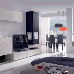 Grey Silk/Graphite Oak Wall Unit Composition 23 - Entertainment Centers And Tv Stands