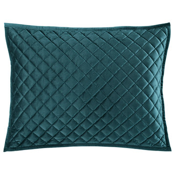 Velvet Diamond Quilted Pillow Sham Set, 2PC, Teal, King