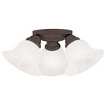 Livex Lighting - Edgemont Ceiling Mount, Bronze - This three light flush mount from the Edgemont collection is a fine and handsome fixture that features white alabaster glass. Edgemont is comprised of traditional iron forms in a bronze finish.