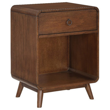 Furniture of America Ocala Mid-Century Wood 1-Drawer Side Table in Dark Oak