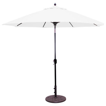 9' Round Aluminium Umbrella Sunbrella Fabric, Canvas Birds Eye