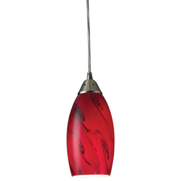 Galaxy 1-Light LED Pendant, Red and Satin Nickel