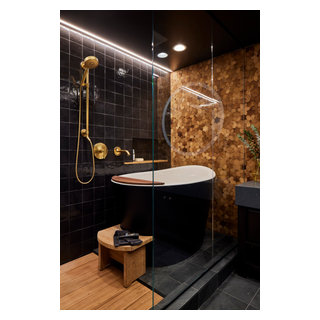 Moody Bathroom With Japanese Soaking Tub - Eclectic - Bathroom ...