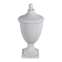 Painted White Wooden Urn - Products