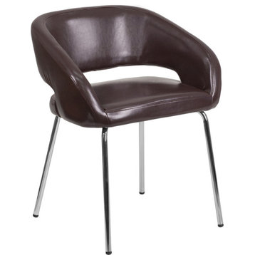 Fusion Series Contemporary Brown Leather Side Reception Chair
