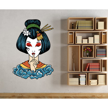 Japanese Geisha Vinyl Wall Decal JapaneseGeishaUScolor003; 72 in.