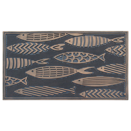 Fish Rubber Mat, Copper Indoor Anti Slip Front Door Heavy Duty Doormat, 18"x30"